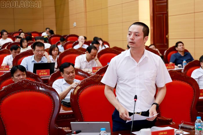 Các đại biểu tham luận tại hội nghị.