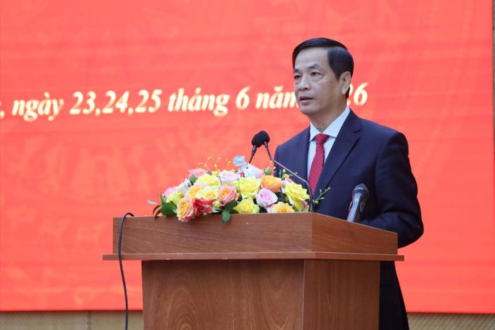 Ủy viên Ban Thường vụ Tỉnh ủy, Trưởng Ban Tuyên giáo và Dân vận Tỉnh ủy, Trưởng Ban Tổ chức Hội thi Võ Thanh Bình phát biểu khai mạc hội thi