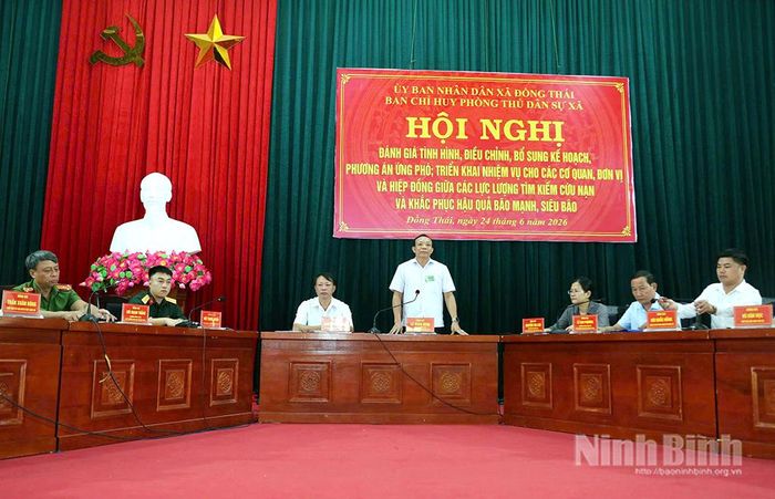 UBND xã Đồng Thái tổ chức hội nghị vận hành cơ chế chỉ đạo ứng phó siêu bão năm 2026.