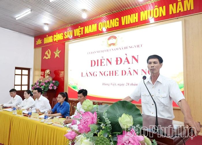 Người dân xã Hùng Việt kiến nghị, đề xuất nhiều nội dung quan trọng tại Diễn đàn “Lắng nghe dân nói”.