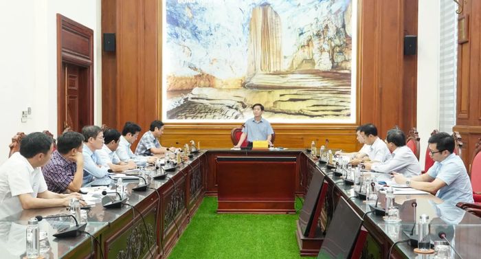 Đồng chí Nguyễn Văn Phương, Bí thư Tỉnh ủy phát biểu kết luận tại buổi làm việc - Ảnh: Q.V