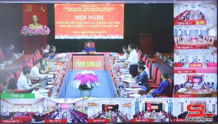 Cuộc họp được trực tuyến đến Đảng ủy các xã, phường.