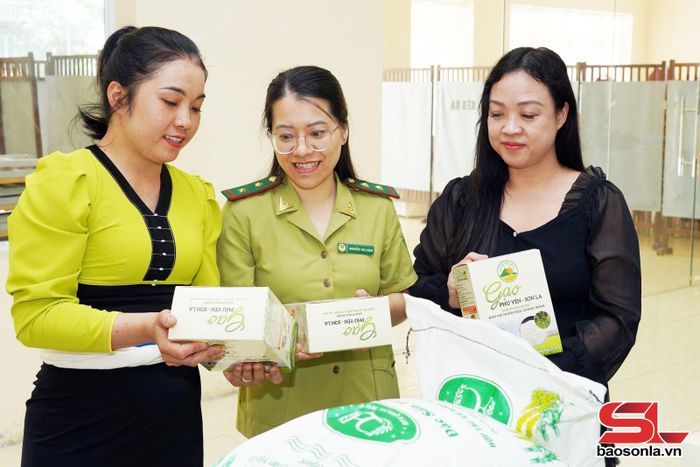 Các đại biểu dự hội thảo tham quan một số sản phẩm nông sản của tỉnh Sơn La.