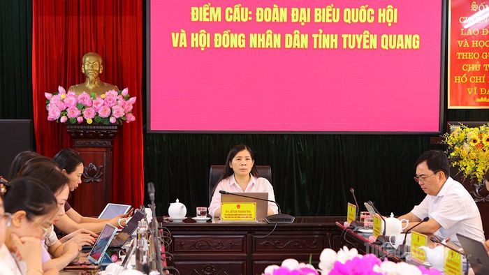 Đồng chí Lê Thị Thanh Trà, Ủy viên BCH Đảng bộ tỉnh, Phó Chủ tịch HĐND tỉnh chủ trì hội nghị tại điểm cầu tỉnh.