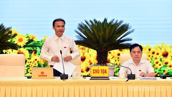 Lãnh đạo Ban Kinh tế - Ngân sách HĐND tỉnh điều hành phiên thảo luận.