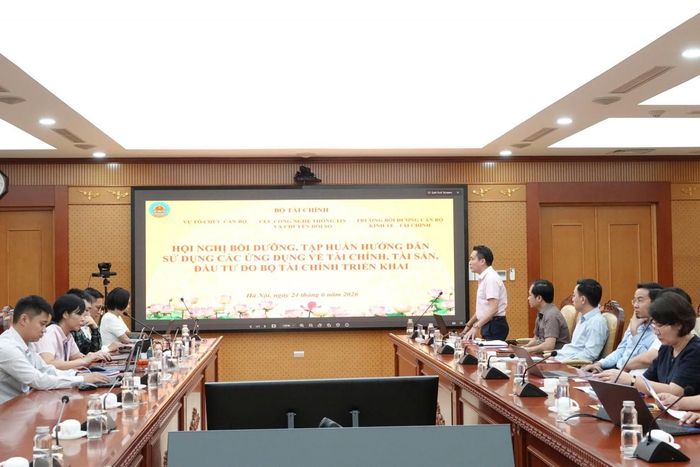Quang cảnh hội nghị tại điểm cầu Bộ Tài chính. Ảnh: Đức Minh