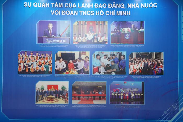 Ngoài ra, khu vực trưng bày còn giới thiệu về sự quan tâm sâu sắc của lãnh đạo Đảng, Nhà nước đối với Đoàn TNCS Hồ Chí Minh.