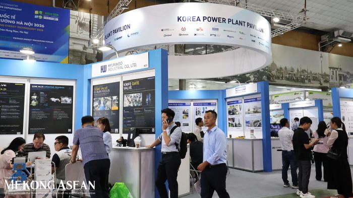  Khu vực gian hàng trưng bày của các doanh nghiệp Hàn Quốc. Ảnh: Thu Thảo/Mekong ASEAN. 