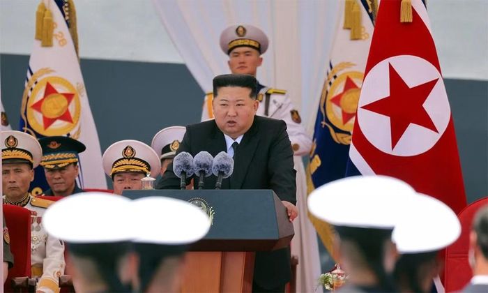 Nhà lãnh đạo Triều Tiên Kim Jong-un trong buổi lễ hôm 23/6. Ảnh: KCNA