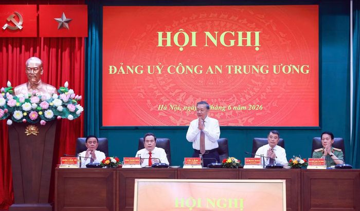 Các đồng chí lãnh đạo Đảng, Nhà nước dự Hội nghị Đảng ủy Công an Trung ương.