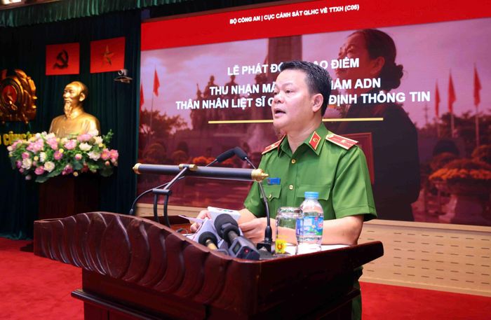 Thiếu tướng Vũ Văn Tấn - Cục trưởng Cục Cảnh sát Quản lý Hành chính về Trật tự xã hội (C06) - phát biểu tại buổi lễ. (Ảnh: C06)