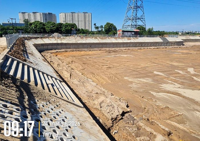 Hồ điều hòa Yên Nghĩa 2 đã sẵn sàng tiếp nước. Ảnh: Đức Duy
