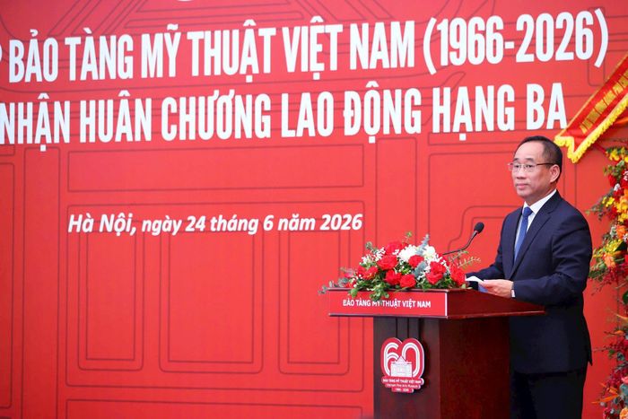 Tiến sĩ Nguyễn Anh Minh, Giám đốc Bảo tàng Mỹ thuật Việt Nam phát biểu. Ảnh: Việt Hùng