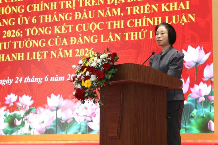 Phó Chủ tịch HĐND thành phố Hà Nội Phạm Thị Thanh Mai phát biểu chỉ đạo tại hội nghị. Ảnh: PV
