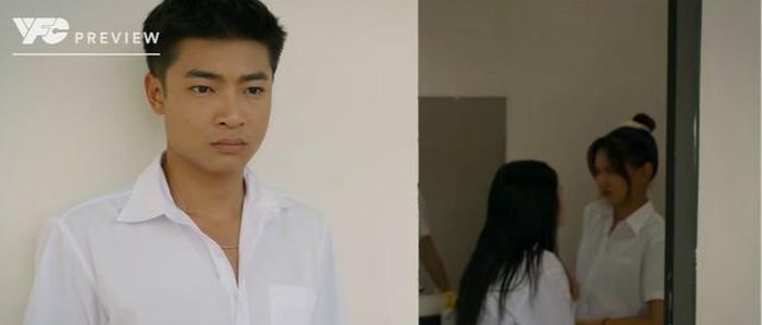 Cương buồn bã khi nghe lén được các bạn cho rằng Khuê đang thích Lan. Ảnh VTV