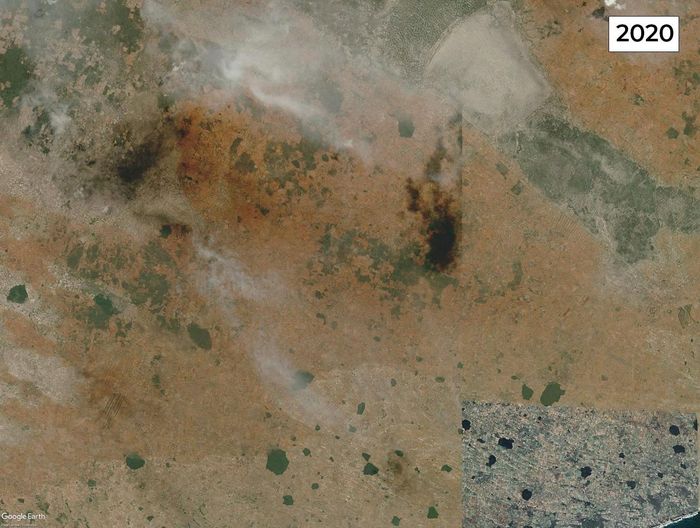  Thị trấn Ambovombe, Madagascar năm 1985 và năm 2020. Ảnh: Google Earth. 