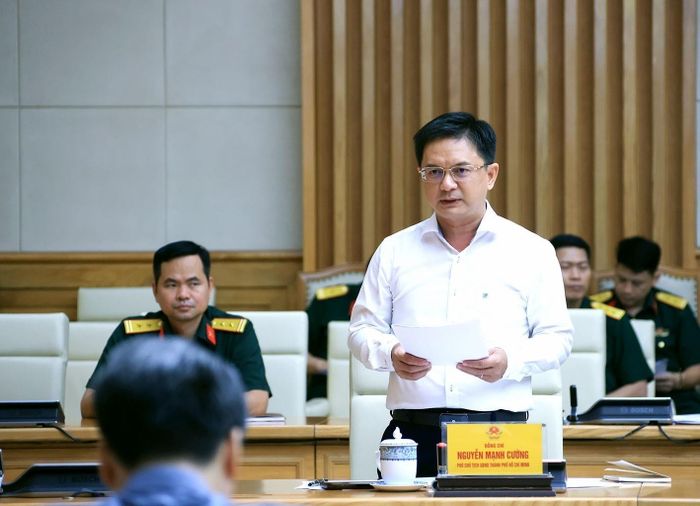 Phó Chủ tịch UBND thành phố Hồ Chí Minh Nguyễn Mạnh Cường phát biểu. Ảnh: Tuấn Anh - TTXVN