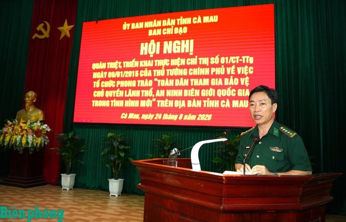 Đại tá Phạm Minh Giang phát biểu kết luận hội nghị. Ảnh: Hoàng Tá