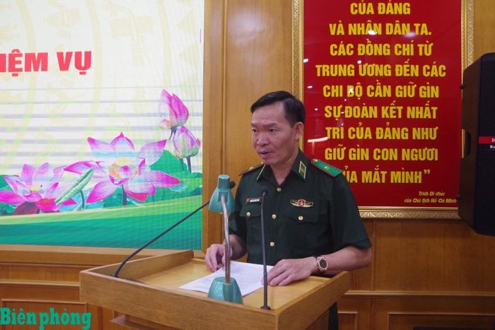 Thiếu tướng Nguyễn Xuân Toàn, Chủ nhiệm Chính trị Bộ đội Biên phòng phát biểu tại hội nghị. Ảnh: Thu Minh
