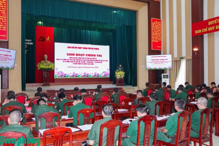 Quang cảnh hội nghị sinh hoạt chỉnh huấn của Bộ đội Biên phòng thành phố Hải Phòng. Ảnh: Nguyễn Khánh