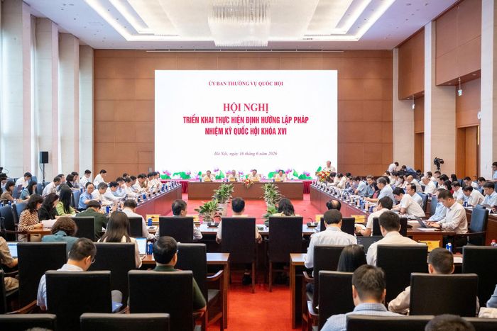 Hội nghị triển khai thực hiện định hướng lập pháp nhiệm kỳ Quốc hội khóa 16. Ảnh: QH