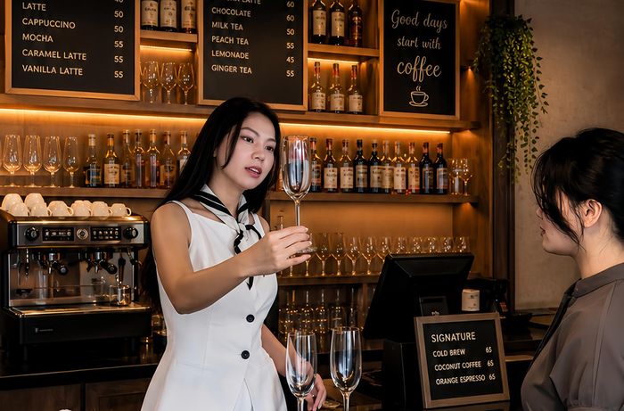 Chị Vân chia sẻ kinh nghiệm về kinh doanh cà phê. Ảnh: NVCC