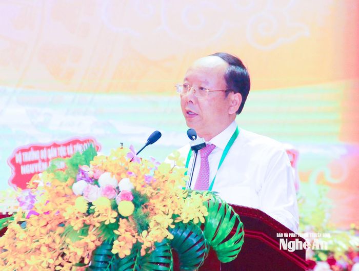 Đồng chí Bùi Thanh An - Ủy viên Ban Thường vụ Tỉnh ủy, Phó Chủ tịch Thường trực UBND tỉnh phát biểu tại đại hội. Ảnh: Mai Hoa