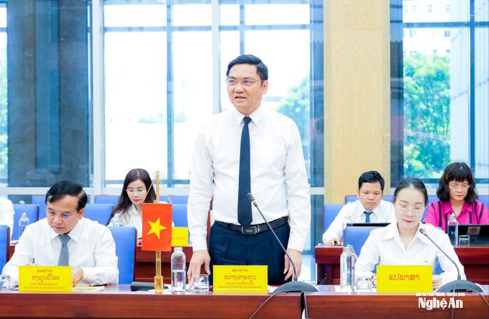Phó Bí thư Thường trực Tỉnh ủy, Chủ tịch HĐND tỉnh Nghệ An Hoàng Nghĩa Hiếu phát biểu tại buổi làm việc. Ảnh: Phạm Bằng