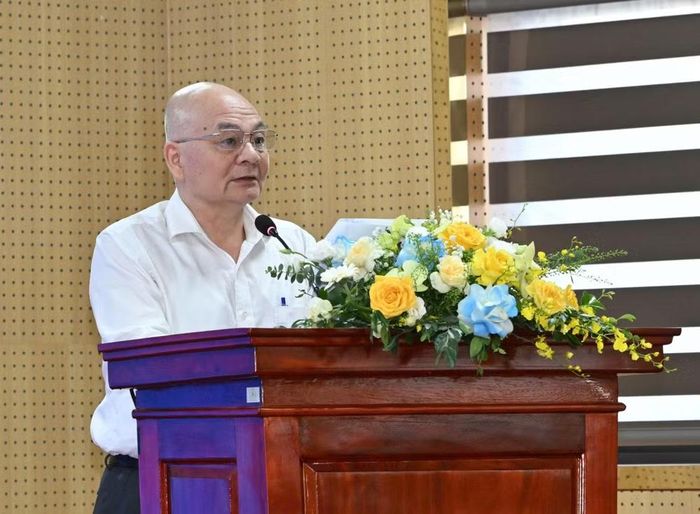 Ông Đinh Quốc Thái, Phó Chủ tịch kiêm Tổng Thư ký Hiệp hội Thép Việt Nam (VSA) phát biểu tại hội nghị. (Ảnh: BCT/Vietnam+)