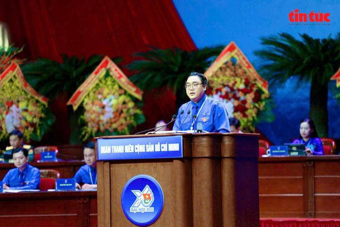 Đồng chí Ngô Minh Hải, bí thư thành Đoàn TP Hồ Chí Minh tham luận tại đại hội.