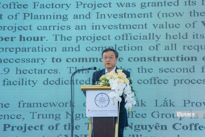 Ông Đào Mỹ, Phó Chủ tịch UBND tỉnh Đắk Lắk phát biểu tại lễ khởi công dự án 