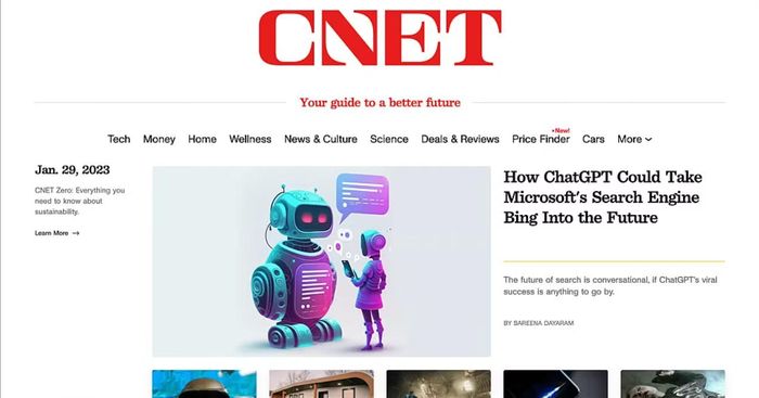 Báo điện tử CNET áp dụng AI thất bại do quá tin tưởng vào thuật toán thay vì con người. Ảnh: CNET.