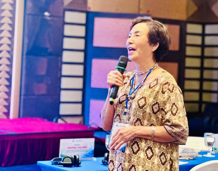 PGS.TS Bùi Thị An, Viện trưởng Viện Tài nguyên, Môi trường và Phát triển cộng đồng, phát biểu tại Hội thảo
