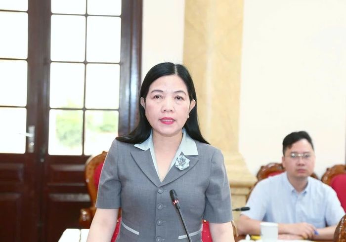 Chủ nhiệm Ủy ban Kiểm tra Tỉnh ủy Phạm Thị Thanh Thủy phát biểu tại hội nghị.