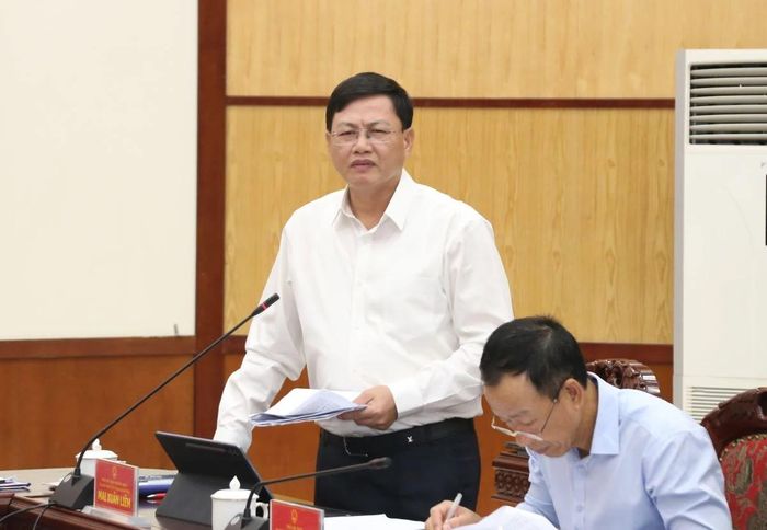 Phó Chủ tịch Thường trực UBND tỉnh Mai Xuân Liêm phát biểu tại phiên họp.