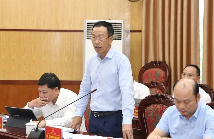Phó Chủ tịch UBND tỉnh Lê Quang Hùng phát biểu tại hội nghị.