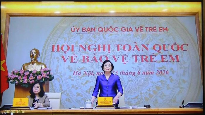Phó Thủ tướng Chính phủ, Chủ tịch Ủy ban Quốc gia về trẻ em Phạm Thị Thanh Trà phát biểu kết luận hội nghị (Ảnh chụp màn hình).
