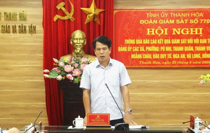 Trưởng Ban Tuyên giáo và Dân vận Tỉnh ủy Đào Xuân Yên, Trưởng đoàn giám sát phát biểu kết luận hội nghị.