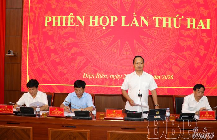 Bí thư Tỉnh ủy Trần Tiến Dũng phát biểu tại phiên họp.