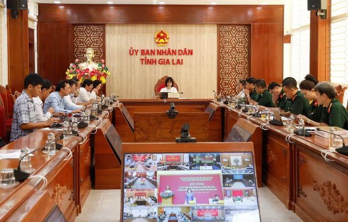 Quang cảnh hội nghị tại điểm cầu UBND tỉnh Gia Lai. Ảnh: H.P 