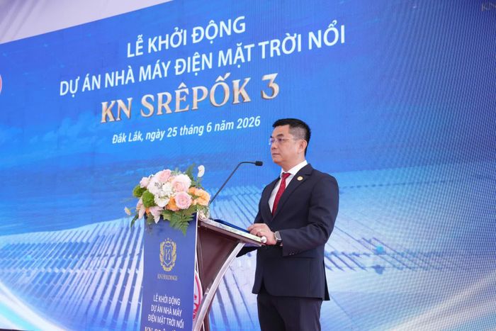 Ông Trần Quốc Thanh - Phó Tổng Giám đốc Tập đoàn KN Holdings, đại diện chủ đầu tư phát biểu tại sự kiện.