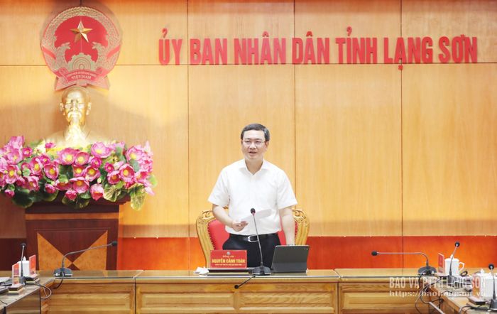 Đồng chí Nguyễn Cảnh Toàn, Phó Bí thư Tỉnh ủy, Chủ tịch UBND tỉnh, Tổ trưởng tổ công tác số 3 phát biểu kết luận buổi làm việc