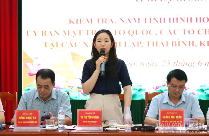 Lãnh đạo Tỉnh đoàn, thành viên đoàn phát biểu tại buổi kiểm tra