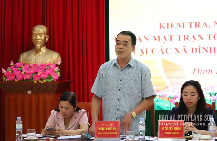 Lãnh đạo Hội Cựu chiến binh tỉnh, thành viên đoàn phát biểu tại buổi kiểm tra