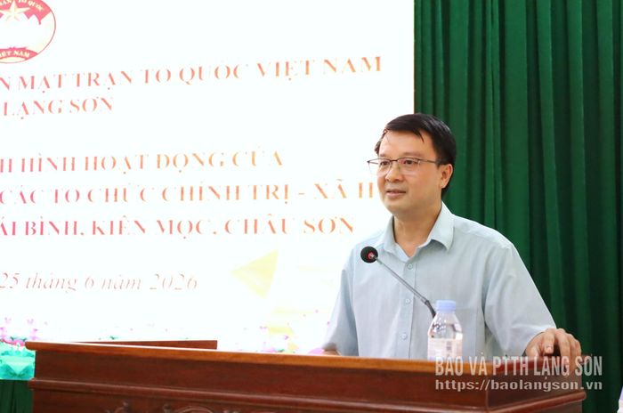 Lãnh đạo Ủy ban MTTQ Việt Nam tỉnh, Trưởng Đoàn Kiểm tra số 1 phát biểu tại buổi kiểm tra