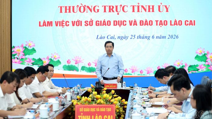Bí thư Tỉnh ủy Dương Quốc Huy phát biểu kết luận buổi làm việc.