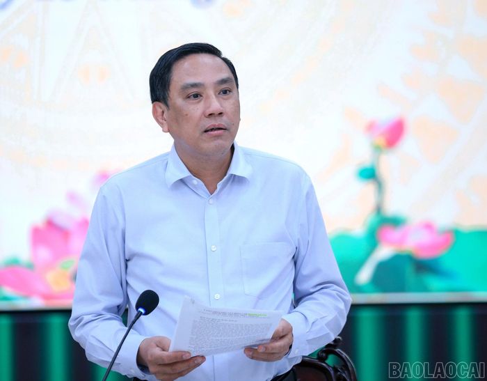 Đồng chí Hoàng Giang - Phó Bí thư Thường trực Tỉnh ủy phát biểu tại buổi làm việc.