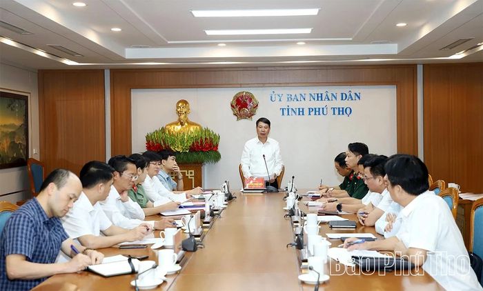 Quang cảnh hội nghị tại điểm cầu Phú Thọ.