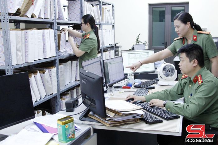 Cán bộ Phòng Hồ sơ nghiệp vụ tra cứu thông tin lý lịch tư pháp.