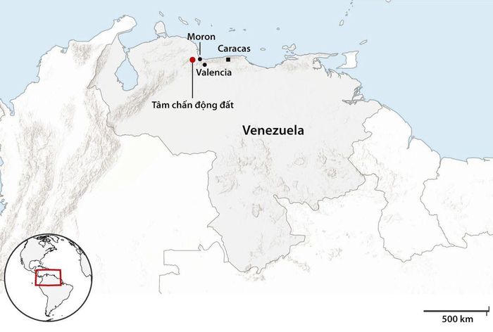  Vị trí tâm chấn động đất ở Venezuela ngày 24/6. Đồ họa: Guardian